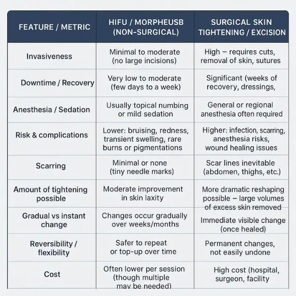 Lost the Weight but Not the Loose Skin? 3 A table showing the benefits of Lipo Sculpt Wakefield treatments to combat loose skin.